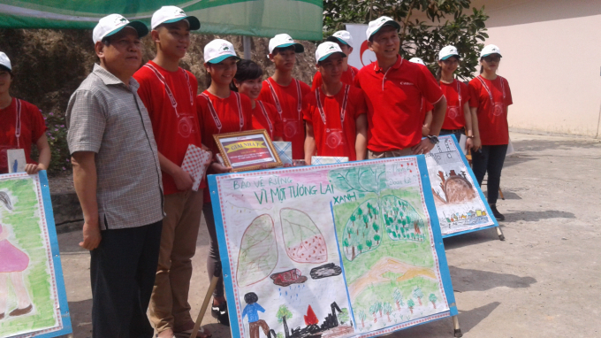 Những bức tranh trong cuộc thi vẽ c&ugrave;ng nhau bảo vệ m&ocirc;i trường rừng.