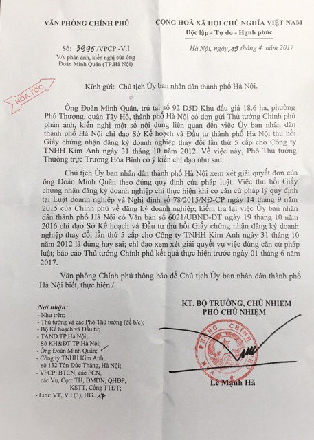 Văn bản do Văn ph&ograve;ng ch&iacute;nh phủ ban h&agrave;nh.