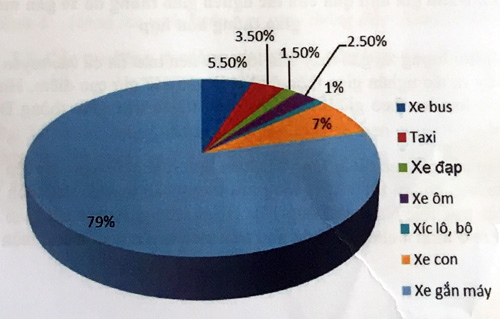 Tỷ lệ c&aacute;c loại xe tham gia lưu th&ocirc;ng tr&ecirc;n đường TP HCM.
