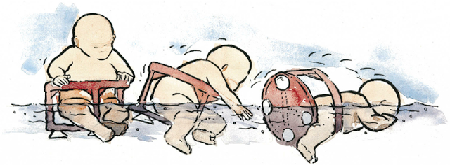 Ghế tắm c&oacute; thể bị lật, khiến b&eacute; lộn nh&agrave;o &uacute;p mặt xuống nước.