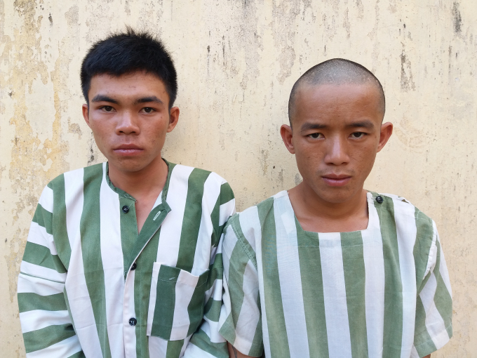 Đối tượng Trương C&ocirc;ng Duy v&agrave; Nguyễn Tuấn tại Trại tạm giam C&ocirc;ng an huyện Ia Grai.