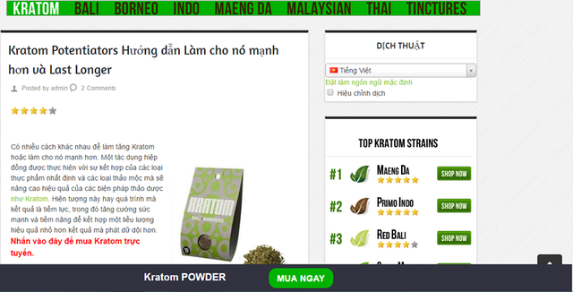 Một trang b&aacute;n kratom online. Ảnh: HL