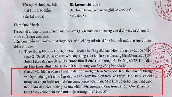 Không hài lòng với cách giải quyết của Cty TNHH Bảo hiểm Liberty, một khách hàng kêu cứu