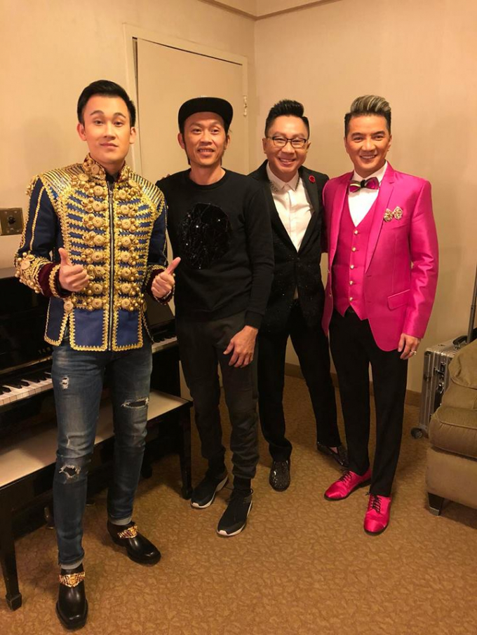 Dương Triệu Vũ c&ugrave;ng anh trai Ho&agrave;i Linh v&agrave; Đ&agrave;m Vĩnh Hưng.