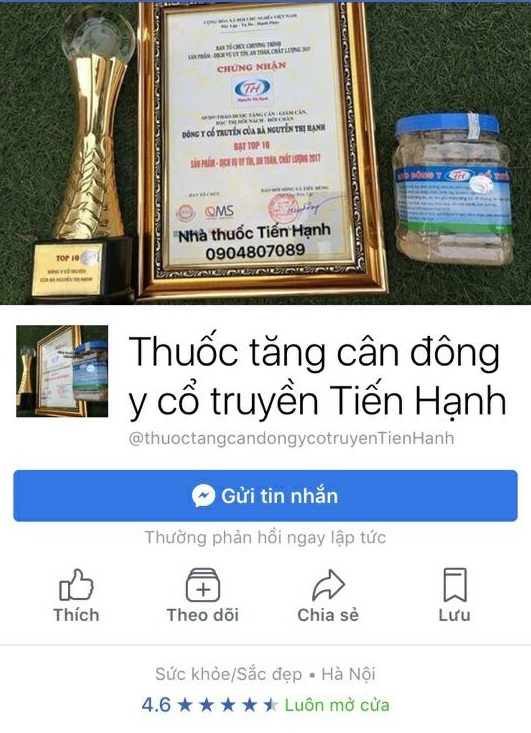 Nhiều người ti&ecirc;u d&ugrave;ng bị mắc bẫy coi m&igrave;nh như con chuột bạch v&igrave; những chi&ecirc;u tr&ograve; quảng c&aacute;o của thảo dược tăng c&acirc;n d&agrave;nh cho người gầy - Đ&ocirc;ng y cổ truyền của b&agrave; Nguyễn Thị Hạnh được tặng c&uacute;p v&agrave;ng trong tốp 10 thương hiệu an to&agrave;n.