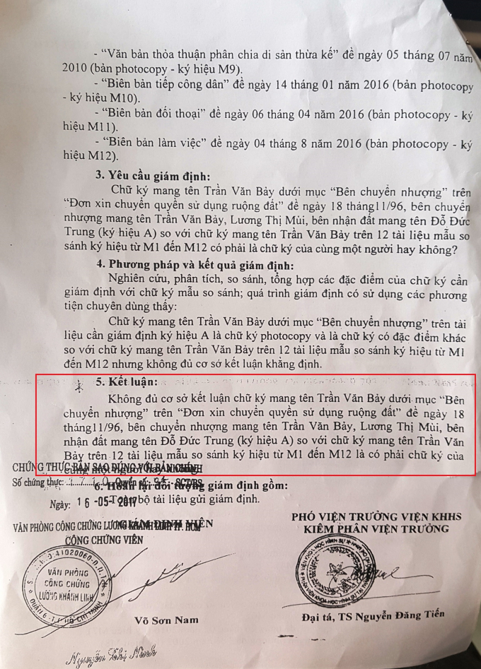 Kết luận của văn bản c&oacute; kh&aacute;c so với&nbsp;Bản kết luận gi&aacute;m định số 200/KLGĐ ng&agrave;y 21/7/2004 của Tổ chức gi&aacute;m định KTHS C&ocirc;ng an TP HCM.