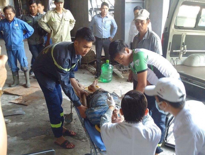 Hiện trường vụ tai nạn lao động tại c&ocirc;ng tr&igrave;nh x&acirc;y dựng. Ảnh: PCCC Đ&agrave; Nẵng.