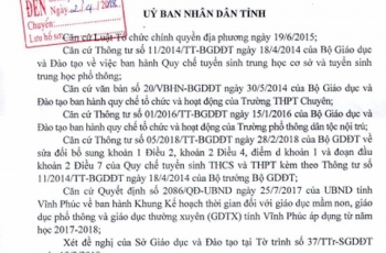 Vĩnh Phúc ra văn bản lạ “đánh úp” thí sinh dự thi vào lớp 10