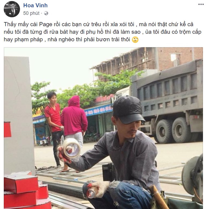 Hoa Vinh l&ecirc;n tiếng tr&ecirc;n trang c&aacute; nh&acirc;n.