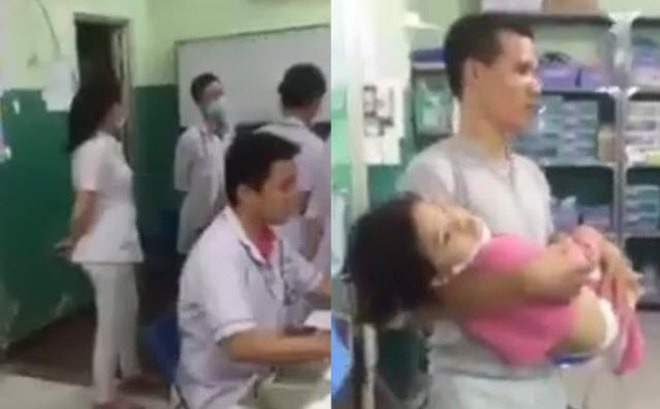 Ch&aacute;u b&eacute; kh&aacute;m ở bệnh viện H&oacute;c M&ocirc;n.