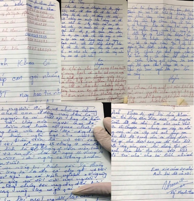 Thư tuyệt mệnh của cặp vợ chồng anh H. để lại.