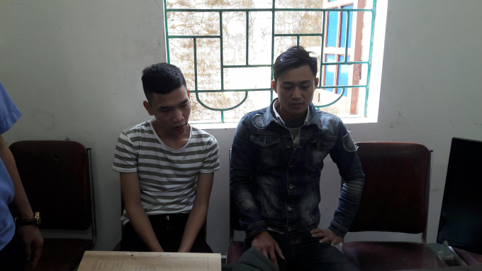 Hai đối tượng tại cơ quan điều tra.