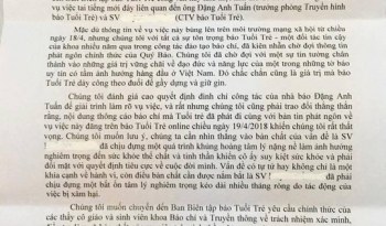 Vụ đình chỉ trưởng ban Truyền hình báo Tuổi Trẻ: Trường ĐH KHXH&NV lên tiếng