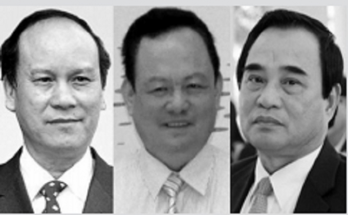 C&aacute;c bị can (từ tr&aacute;i qua) Trần Văn Minh, Nguyễn Điểu, Văn Hữu Chiến.