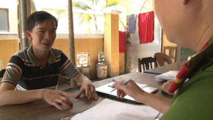 Trương Viết Rin tại cơ quan C&ocirc;ng an.