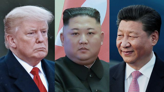 Từ tr&aacute;i qua: Tổng thống Mỹ Donald Trump, Chủ tịch Triều Ti&ecirc;n Kim Jong-un, Chủ tịch Trung Quốc Tập Cận B&igrave;nh (Ảnh: Nikkei)