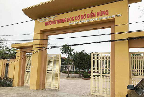 Trường THCS Diễn H&ugrave;ng nơi c&aacute;c nữ sinh trong clip đang theo học