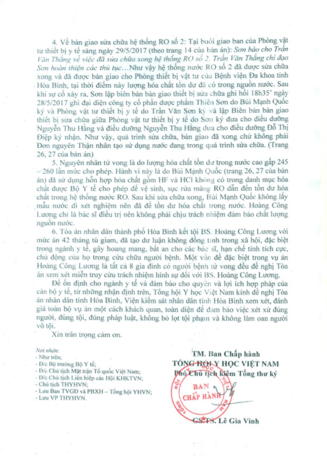 C&ocirc;ng văn của Tổng Hội y học Việt Nam.&nbsp;