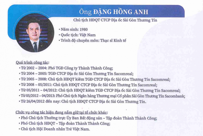 Chủ tịch SCR &ocirc;ng Đặng Hồng Anh.