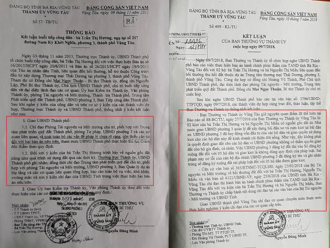 C&aacute;c văn bản của Th&agrave;nh ủy TP Vũng T&agrave;u cho rằng bản &aacute;n ph&uacute;c thẩm của TAND tỉnh BR-VT thiếu căn cứ.