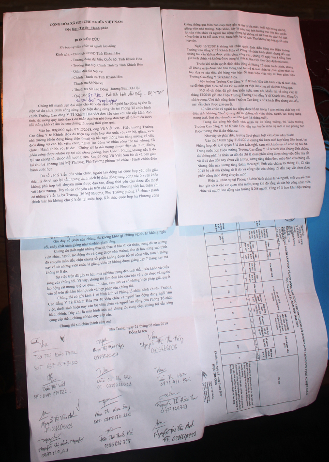 Đơn k&ecirc;u cứu của c&aacute;c giảng vi&ecirc;n gửi cơ quan chức năng v&agrave; cơ quan b&aacute;o ch&iacute;.