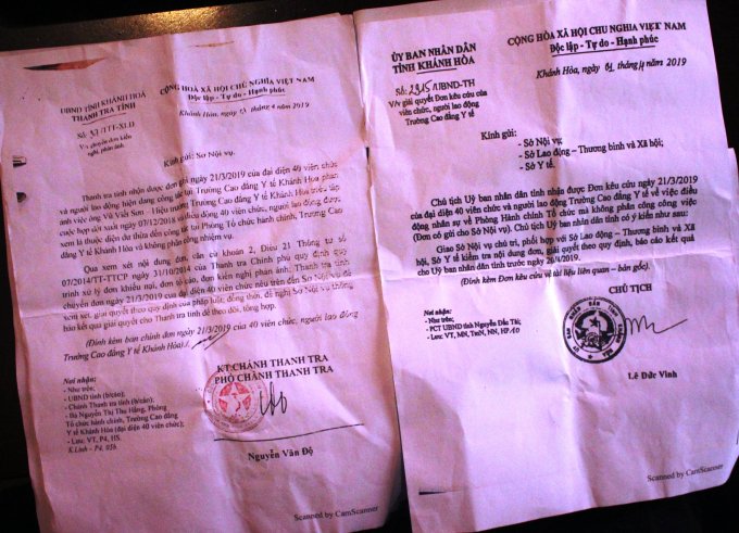 Bi&ecirc;n bản nhận đơn k&ecirc;u cứu v&agrave; chỉ đạo xử l&iacute; của UBND tỉnh v&agrave; Thanh tra tỉnh Kh&aacute;nh H&ograve;a.