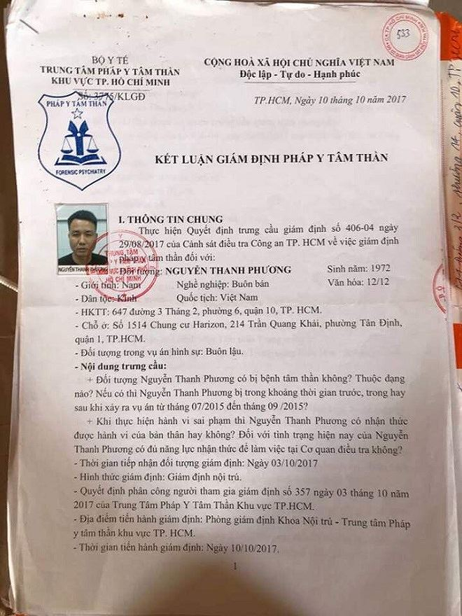 Phương bị x&aacute;c định t&acirc;m thần, hạn chế nhận thức khi điều h&agrave;nh việc bu&ocirc;n lậu.