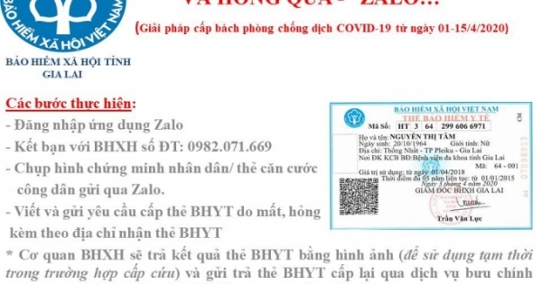 Gia Lai: Thực hiện cấp thẻ BHYT qua mạng xã hội Zalo trong thời gian cách ly xã hội
