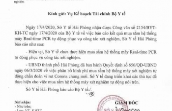 Sở Y tế Hải Phòng khảng định chưa mua máy xét nghiệm Covid-19