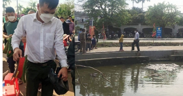Thanh Hoá: Đại uý Công an kịp thời cứu cháu bé ngã xuống hồ nước sâu