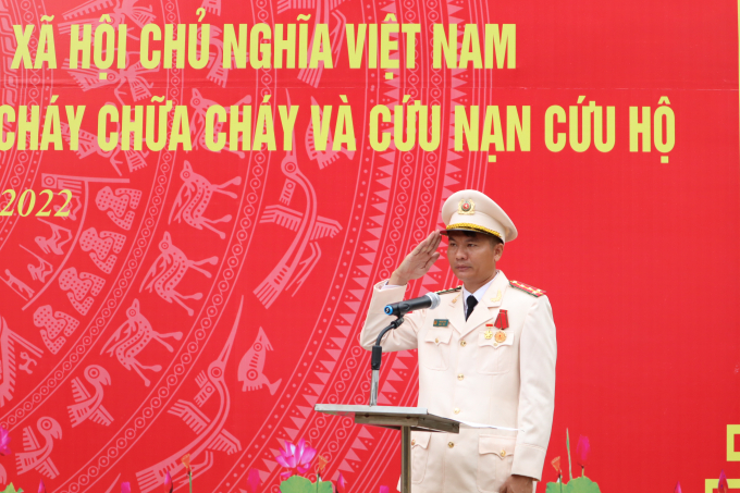 Đại úy Thái Ngô Hiếu tại buổi lễ.