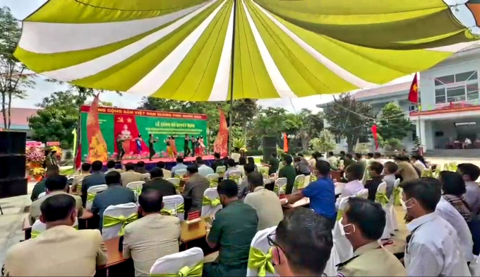 Quang cảnh buổi lễ C&ocirc;ng bố Quyết định th&agrave;nh lập Đồn Bi&ecirc;n ph&ograve;ng cửa khẩu quốc tế T&acirc;n Nam.