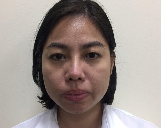 Đối tượng Đinh Thị Quỳnh tại cơ quan Công an.