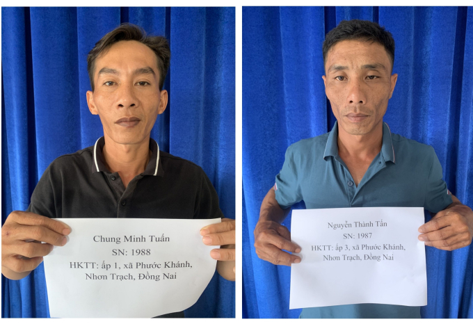 Nguyễn Th&agrave;nh Tấn v&agrave; Chung Minh Tuấn tại cơ quan chức năng.