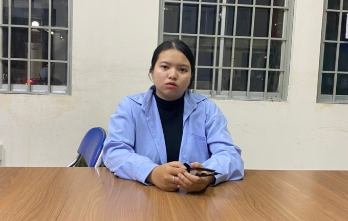 Vũ Nguyễn Nhật Vy tại cơ quan Công an.