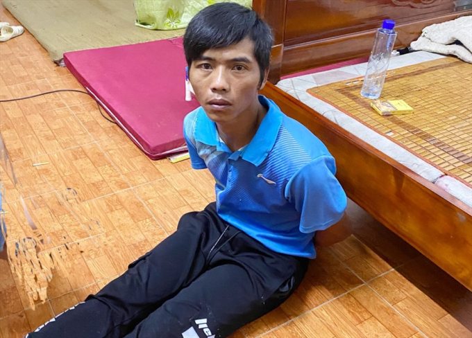 Đối tượng Nguyễn Văn Thuỷ tại thời điểm bị bắt giữ.