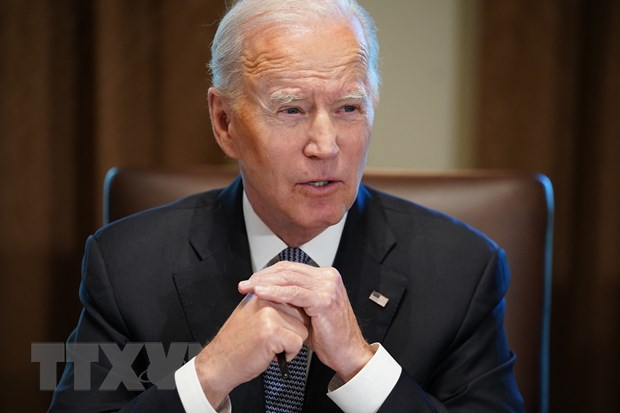 Tổng thống Mỹ Joe Biden tại một cuộc họp ở Nh&agrave; Trắng, Washington DC., ng&agrave;y 20/4/2022. (Ảnh: AFP/TTXVN)