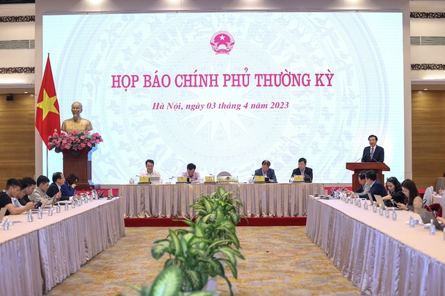 Buổi họp báo Chính phủ thường kỳ tháng 3/2023 - Ảnh: VGP/Nhật Bắc