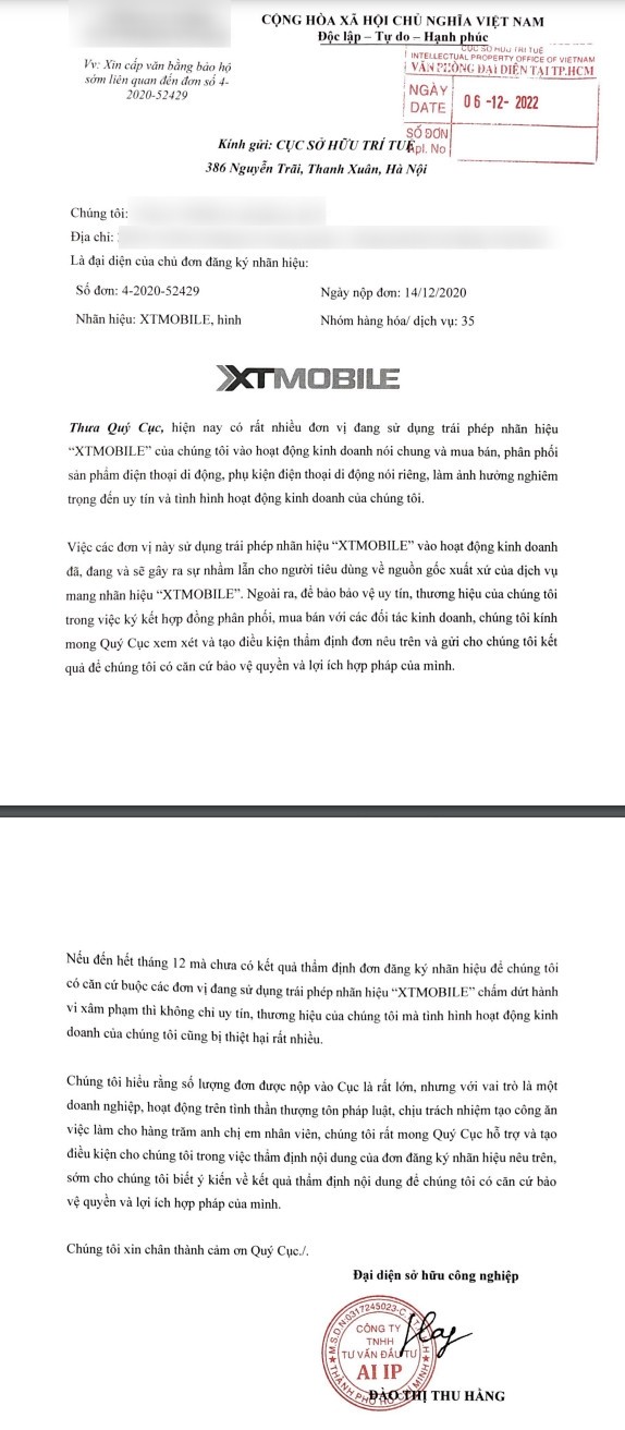 XTMobile nhiều lần gửi đơn cho c&aacute;c cơ quan chức năng y&ecirc;u cầu xử l&yacute; c&aacute;c h&agrave;nh vi x&acirc;m phạm nh&atilde;n hiệu của m&igrave;nh. (Ảnh: XTMobile)