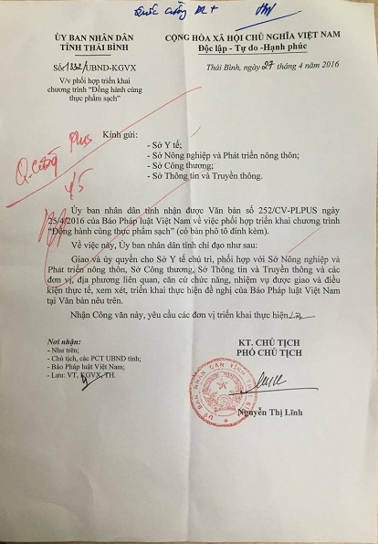 C&ocirc;ng văn ph&uacute;c đ&aacute;p Ph&aacute;p Luật Plus của UBND tỉnh Th&aacute;i B&igrave;nh.