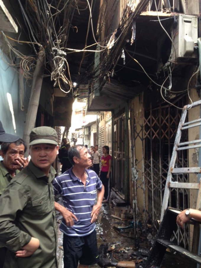 Hiện trường nơi xảy ra vụ ch&aacute;y.