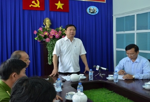 B&iacute; thư Đinh La Thăng chỉ đạo tại c&ocirc;ng an quận 8.
