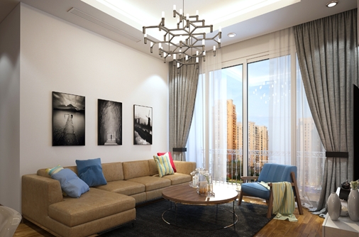 Phối cảnh căn hộ 1+1 ph&ograve;ng ngủ The Arcadia.