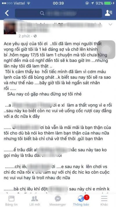 T&agrave;i khoản facebook được cho l&agrave; của hung thủ (Ảnh:otofun.net).