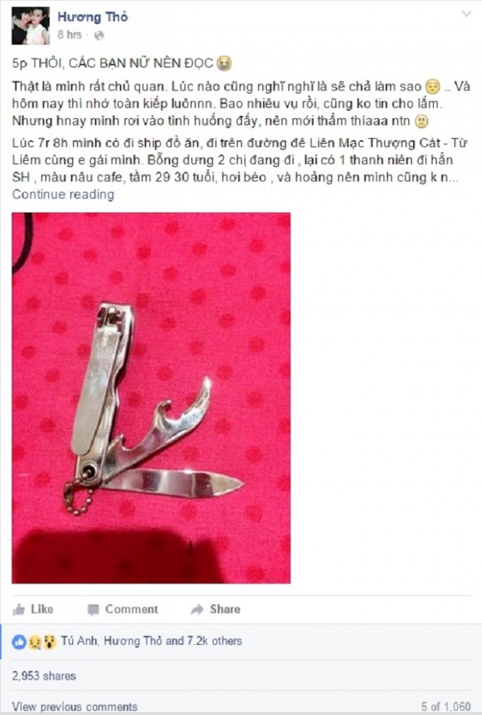 Chia sẻ của Facebooker Hương Thỏ.