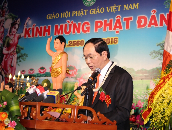 Chủ tịch nước Trần Đại Quang ph&aacute;t biểu tại buổi lễ.