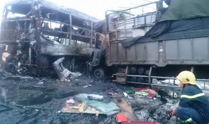 Cận cảnh hiện trường vụ tai nạn.