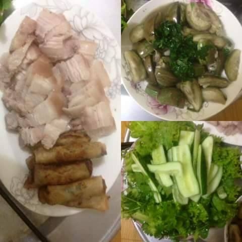 Rau sạch tự trồng, thịt lợn qu&ecirc; gửi ra đảm bảo dinh dưỡng cho bữa ăn của chị Phượng.