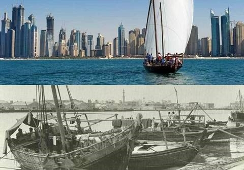 Dubai (C&aacute;c Tiểu Vương Quốc Ả Rập Thống Nhất) ng&agrave;y nay l&agrave; một th&agrave;nh phố hiện đại bậc nhất tr&ecirc;n thế giới. Những chung cư, t&ograve;a nh&agrave;, trung t&acirc;m mua sắm cao tầng, kh&aacute;ch sạn hạng sang 7 sao mọc l&ecirc;n giữa sa mạc khiến nhiều người phải ngạc nhi&ecirc;n. Nhưng l&ugrave;i lại thời gian, c&aacute;ch đ&acirc;y 50 năm, nơi đ&acirc;y vẫn c&ograve;n l&agrave; một v&ugrave;ng đất thưa thớt, với những l&agrave;ng ch&agrave;i đ&aacute;nh c&aacute; b&eacute; nhỏ. B&ecirc;n bờ biển, c&aacute;ch đ&acirc;y 50 năm l&agrave; những khu nh&agrave; thấp c&ograve;n ng&agrave;y nay l&agrave; c&aacute;c cao ốc.