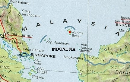 Vị tr&iacute; quần đảo Natuna.